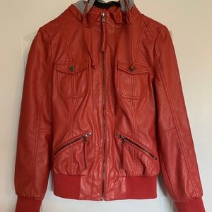 Hooded leather jacket